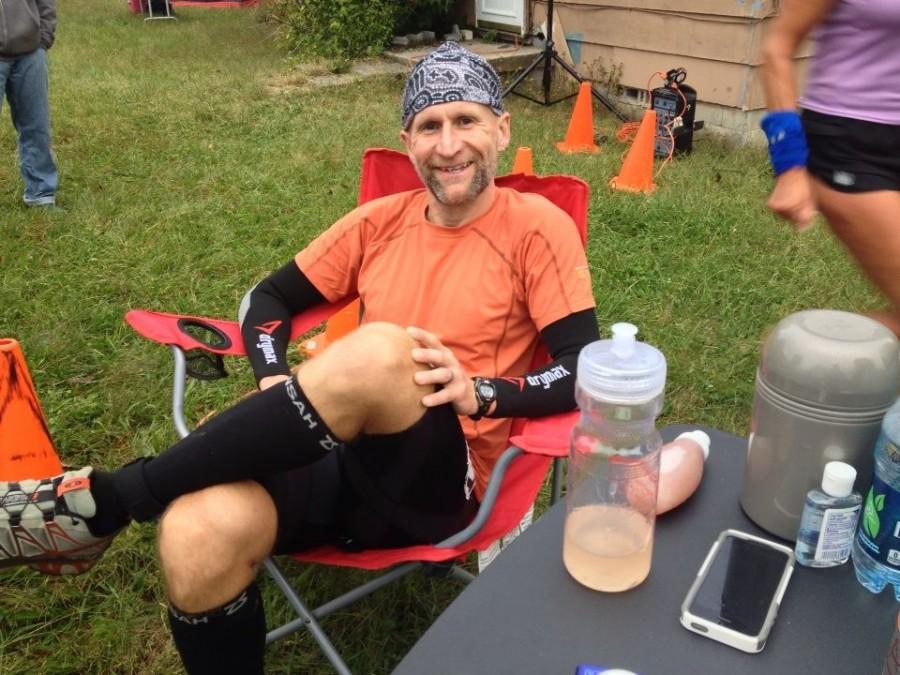 Sports: Tim Englund, chair of the math department, endures 35 consecutive hours of running over 145.8 miles
