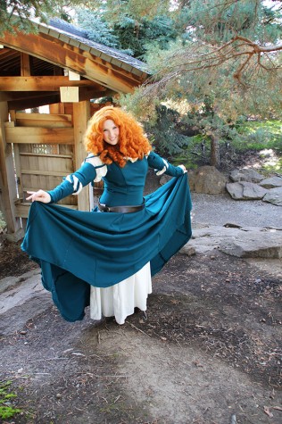 Ebberts poses as Merida from Disney Pixar movie "Brave." This costume is made mostly of wool to accurately portray the time period within the film. 