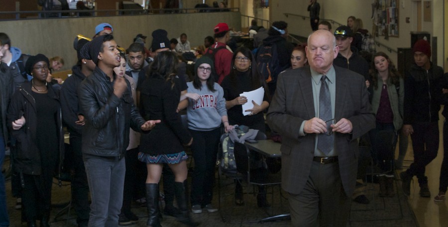 Student protesters gathered in the SURC last Thursday to vent frustrations to President Gaudino.