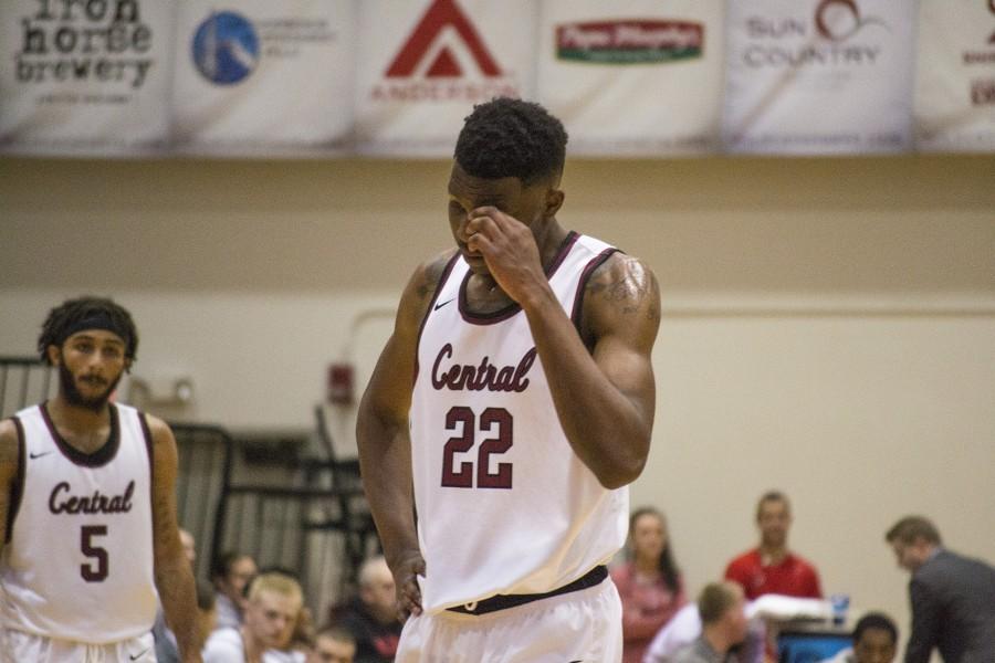 Senior forward Joseph Stroud shows frustration during the Wildcats 21-point loss. 