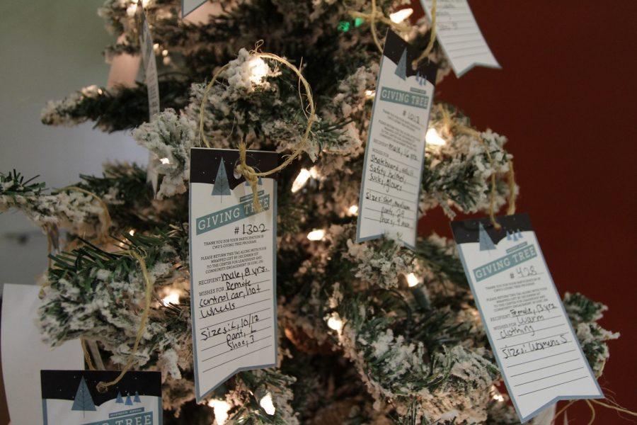 The tags on the tree are for all different types of children with all different Christmas wishes.