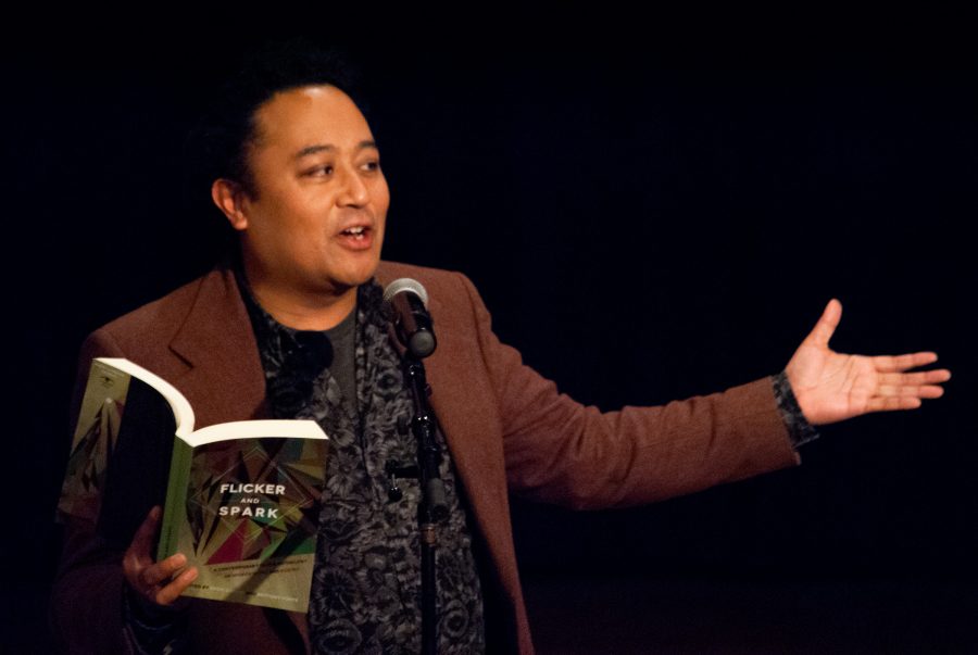 Poet Regie Cabico during the Dirty Rice performance on March 21.