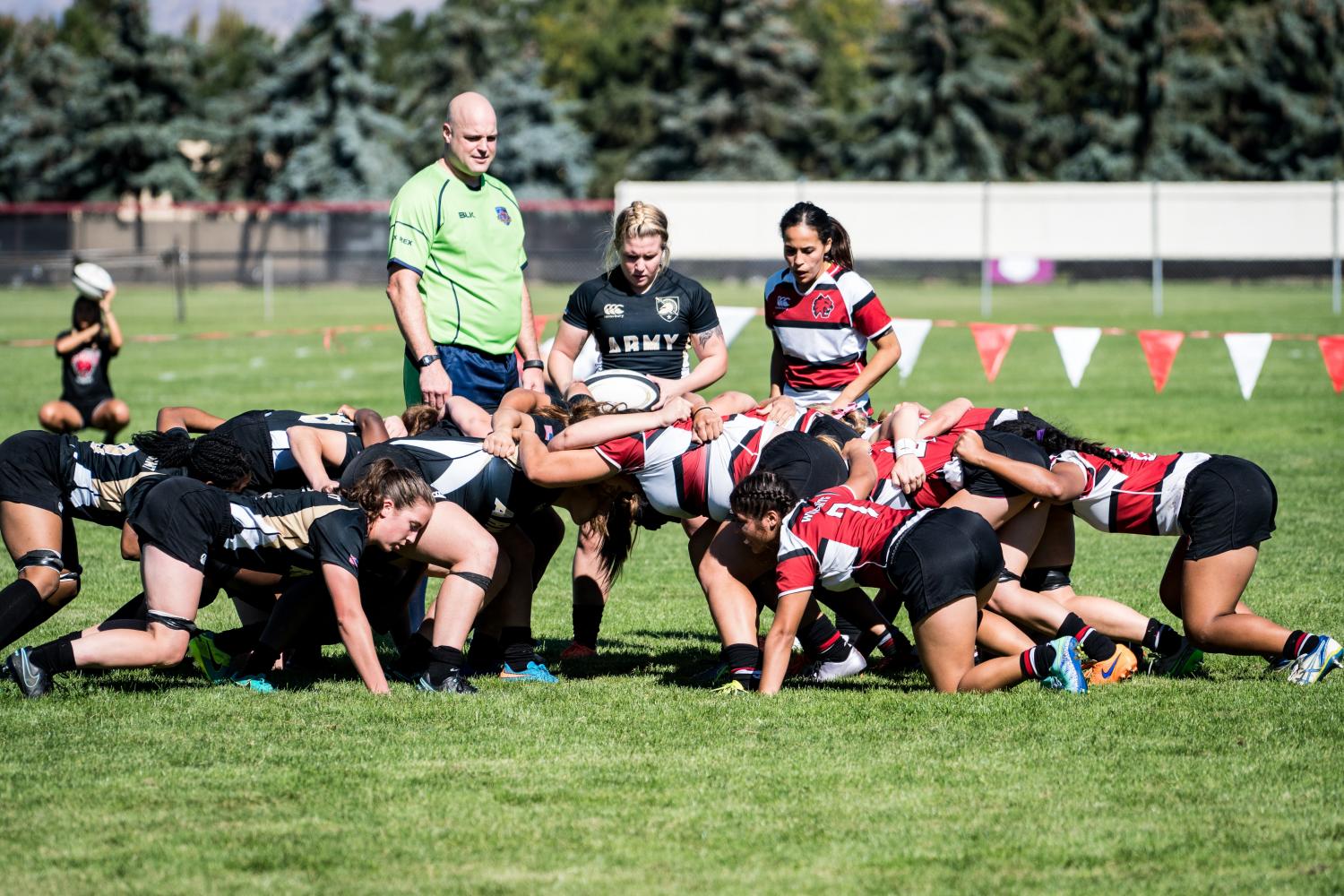CWU rugby and the Army in a scrum when they played Army last September.