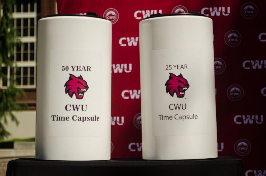 Photo Story: CWU buries time capsules in Barge Courtyard