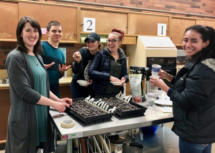 Members of the CWU Nutrition Science Club plant seedlings for the club’s upcoming plant sale on May 11 and 12. The Nutrition Science Club participates in educa-
tional and outreach events pertaining to nutrition on campus and in the community.