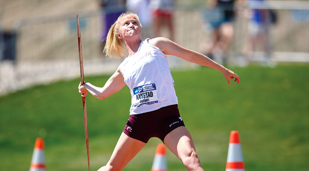 Brittany Aanstad throws javelin. 