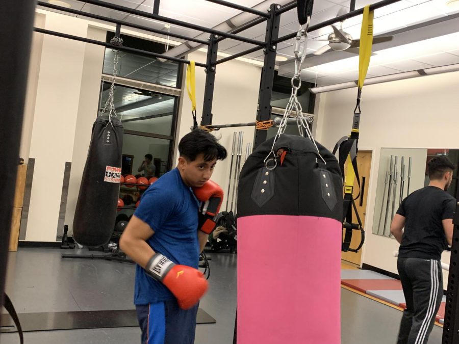 Nick Villa Practicing his boxing form. 