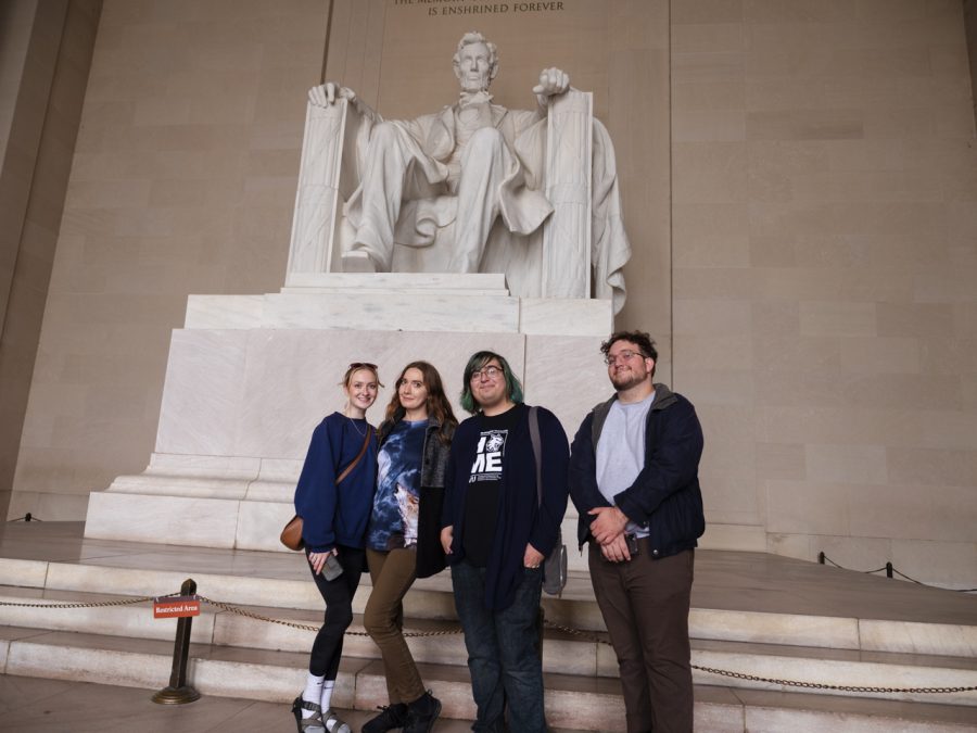 The Observer editorial staff in front of the Lincoln Memorial. Photo by Dylan Hanson