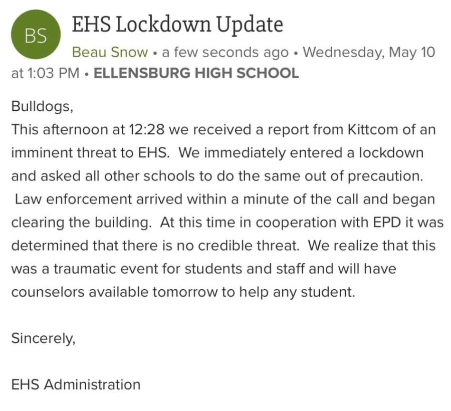 Breaking News: Ellensburg School District experiences lockdown after warning of “imminent threat”