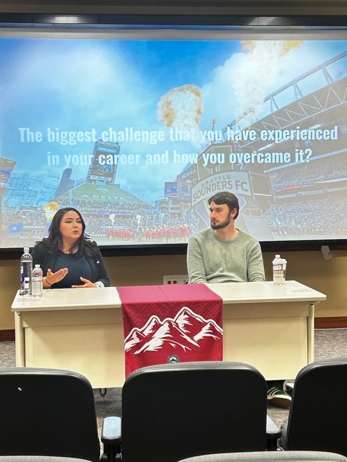 Jasmine Garza and Benjamin Visse discussing challenges in their careers, Photo courtesy of Jake Anderson