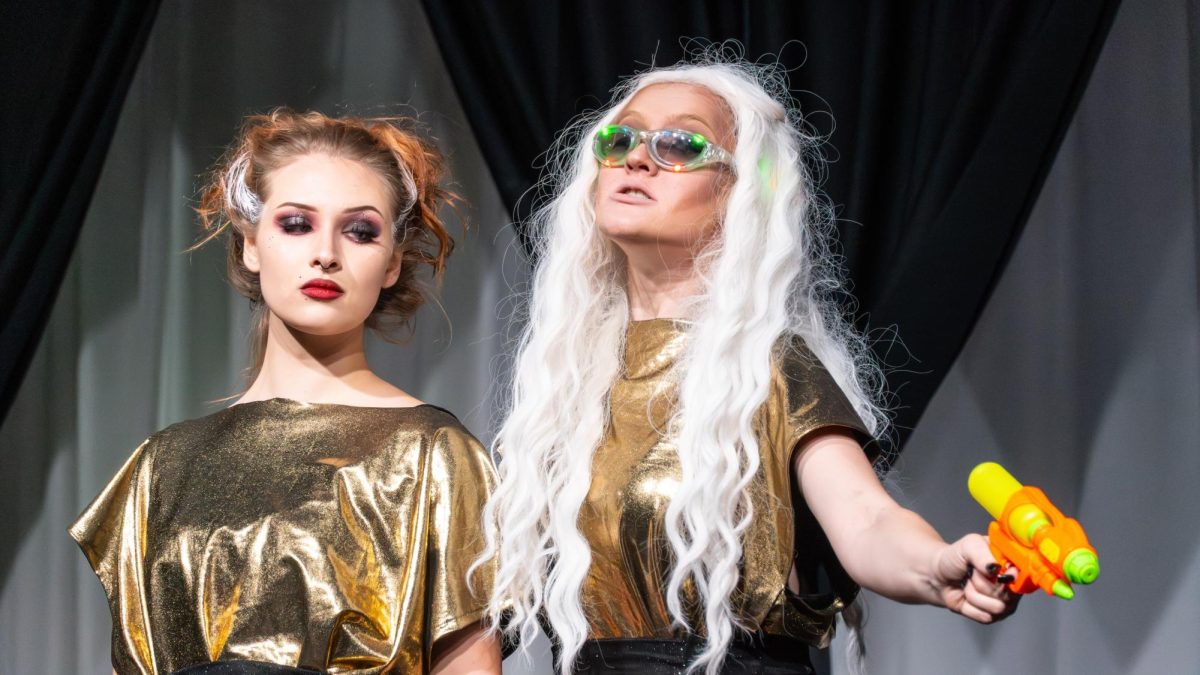 (Left to right) Magenta and Riff Raff, played by Annika Brimhall and Z Morries respectively, reappeared in full gold glam at the end of the show