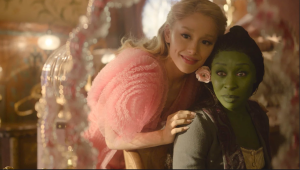 Glinda, portrayed by Ariana Grande, and Elphaba, portrayed by Cynthia Erivo, in a scene from "Wicked." (Photo courtesy of Paramount Pictures)