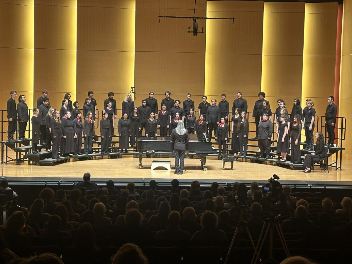 University Chorale preparing to perform.